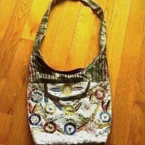 Hobo Bag Crystal Beads Gypsy Cross body Purse